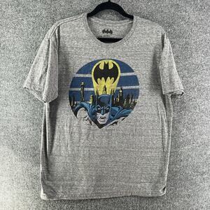 Batman Shirt Mens Large Gray T-shirt Logo Super Hero Comfort DC Comics